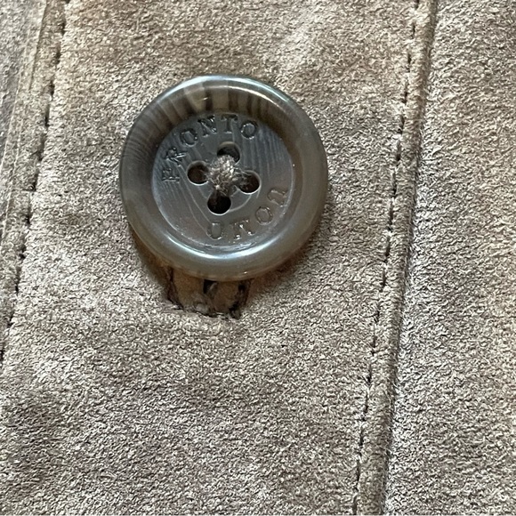 Vintage Pronto Uomo Men's Jacket Button Up Leather Suede Coat Beige Size XXL - Picture 6 of 12